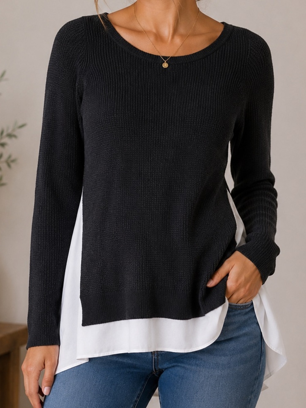Belle Sky‎ Layered Sweater